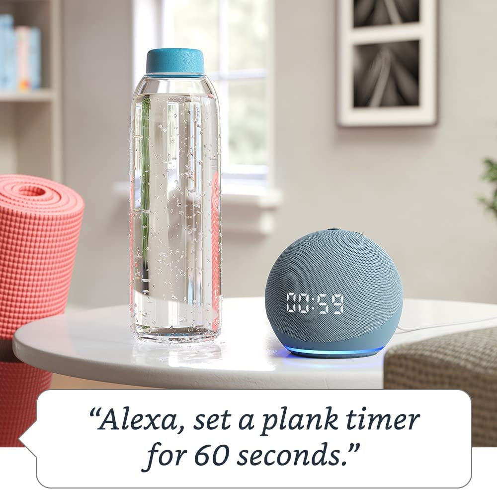 Echo Dot (4th Generation) Smart Speaker with Clock and Alexa in Glacier White